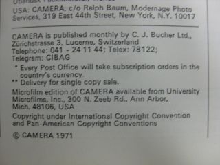  Issues Camera Magazines Photography Cinematography 1971 1972