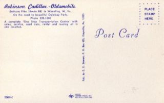 Robinsin Cadillac Oldsmobile Wheeling WVA Postcard