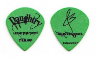 Chris Daughtry Brian Craddock Green Teardrop Guitar Pick 2010 Tour