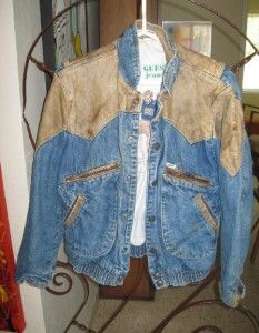 Vintage Denim Leather 80s Guess Georges Marciano Tough Guy Jacket Size