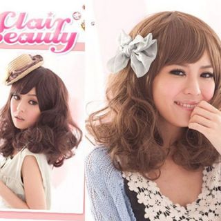 Clair Beauty Womens Fluffy Short Medium Curly Full Hair Wig Cap S0175