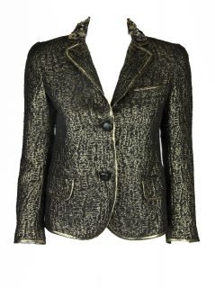 Chris Benz Womens Metallic Lurex Bead Collar Jacket $650 New