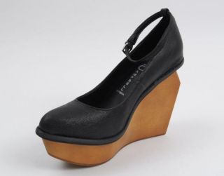 Jeffrey Campbell New Leather Broome Street Black Wedge Platform Heel