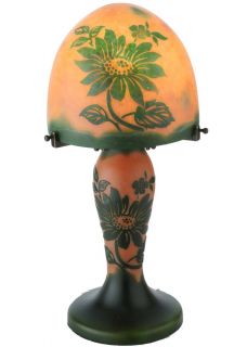 Meyda Tiffany 15 H Galle Clarissa Lighted Base Table Lamp Peach Green