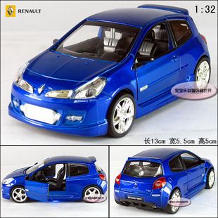 New Renault Clio 1 32 Alloy Diecast Model Car with Sound Light Blue