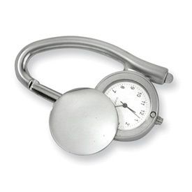 New Satin Nickel Plated Carabiner Clip Watch w Light