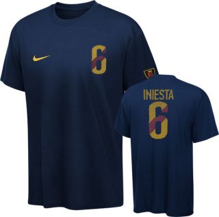  Spain Soccer Iniesta Name and Number T Shirt