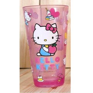  clear pink plastic cup large cute hello kitty clear pink plastic cup