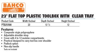 FLAT TOP PLASTIC TOOLBOX WITH CLEAR TRAY, 23, #PTB253580