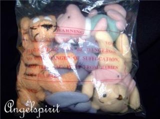Disney Winnie The Pooh Classic Set Stuffed Plush Beanbag Doll Nursery