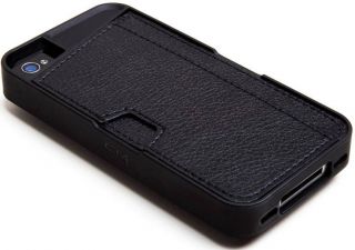 Genuine CM4 Black Cover Credit ID Q Card Holder Leather for iPhone 4