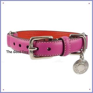 COACH ~ MAGENTA PINK Striped Leather Dog Collar ~ Small
