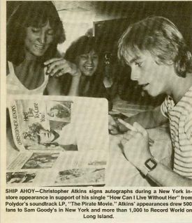 Christopher Atkins New York LP Store 1982 Promo Pic TXT