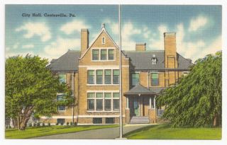  postcard of the city hall in coatsville pennsylvania cancellation date