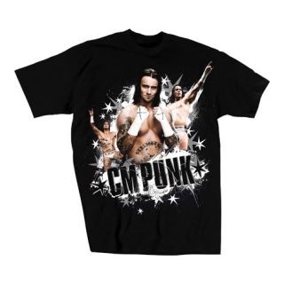 Cm Punk Stars WWE ECW Wrestling Black T Shirt