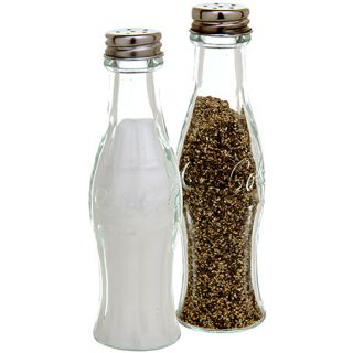coca cola bottle glass salt and pepper shakers new