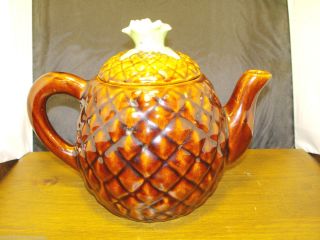 Vintage Cobbs Florida Pineapple Teapot Majolica Advertising Tea Pot