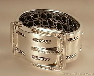 Scott Kay Wide and Chunky Sterling Silver Diamond Bracelet