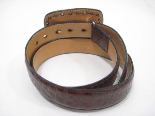 you are bidding on a fred coen brown leather mock croc belt in a size