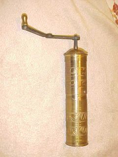 Antique Brass Coffee Spice Grinder Hand Crank Mill Very Nice 9 Tall
