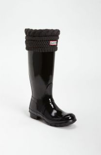 Hunter Tall Gloss Rain Boot & Moss Cable Welly Socks