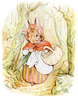 Then old Mrs. Rabbit took a basket and her umbrella, and went through