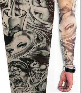 Beauty & Clown Temporary Tattoo Sleeves Arm Stocking Accessories Arm