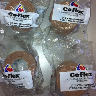Coban Coflex Cohesive Flexible Bandage Tan 4 Rolls 2x5