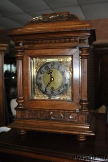 Exceptional Kienzle Walnut Shelf Mantle Table Clock Circa 1850