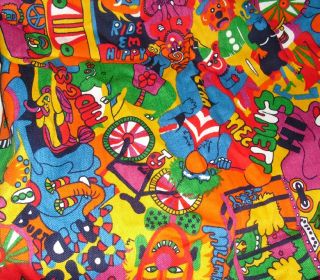 CIRCUS Clown colorful psychedelic print craft big piece of fabric 38
