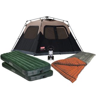 NEW Coleman Instant Tent (6 Person) Camping Bundle with 2 Airbeds And