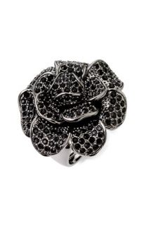 Ariella Collection Pavé Flower Adjustable Ring