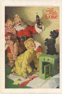 1964 Coke Coca Cola Bottle Santa Claus Poodle Dog Boy Girl Christmas