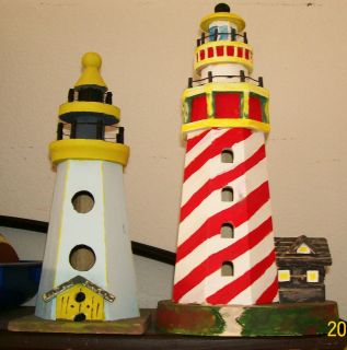 COLLECTIBLES NAUTICAL DECOR LIGHTHOUSES (2) HAND PAINTED AND YOU CAN