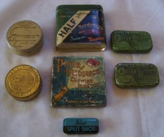 Vintage Antique Collectible Tin Lot Heidsieck Pflueger Dunlop