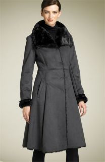 Calvin Klein Faux Shearling Fit & Flare Coat