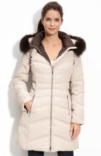 Laundry by Shelli Segal Quilted Coat with Fox Fur Trim