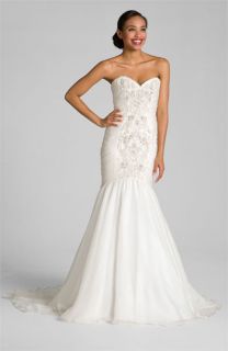 Theia Embroidered Silk Organza Mermaid Gown