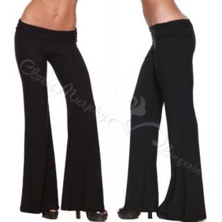 Cloris Murphy Sexy Women Strech Yoga Flare Wide Leg Pants Black XW102