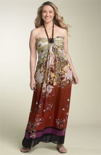 Adrianna Papell Silk Halter Maxi Dress (Plus)