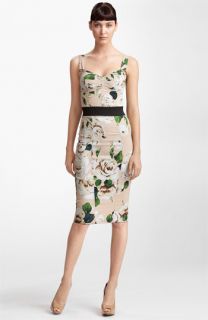 Dolce&Gabbana Rose Print Stretch Cady Dress
