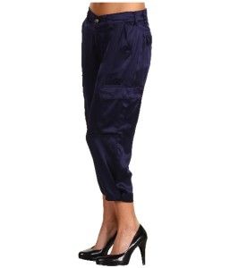 CJ By Cookie Johnson (32) Womens Divine Silk Cropped Cargo Pant Navy