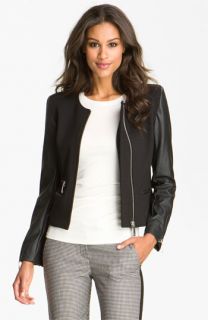 Vince Camuto Faux Leather Sleeve Jacket