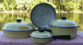Piece Yellow Club Aluminum Dutch Oven and Frying Pans w Lids
