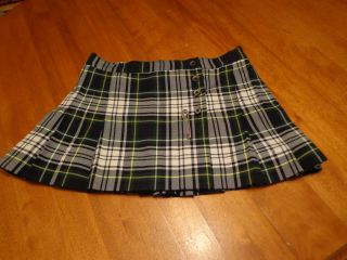 Short Scottish Clan Tartan Mini Green Kilt Skirt Size 9 10