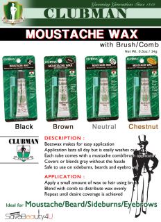 Pcs Clubman Moustache Wax with Brush Comb Neutral