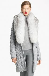 Michael Kors Genuine Fox Fur Collar Cardigan