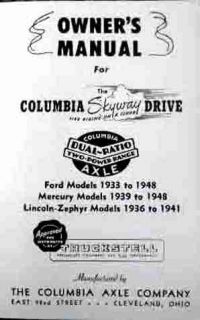 1941 1942 1946 1947 1948 COLUMBIA OVERDRIVE AXLE OWNERS MANUAL FORD