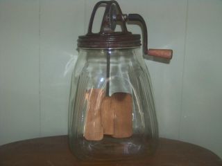 Antique Butter Churn 4 Qt with Wood Paddle