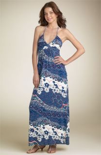 Eight Sixty Print Knit Maxi Dress with Braided Halter